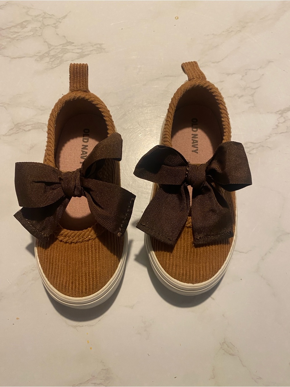 Brown Corduroy Bow Slip-On Sneakers for Kids